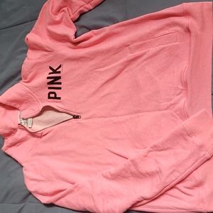 PINK zip collar sweater (L)